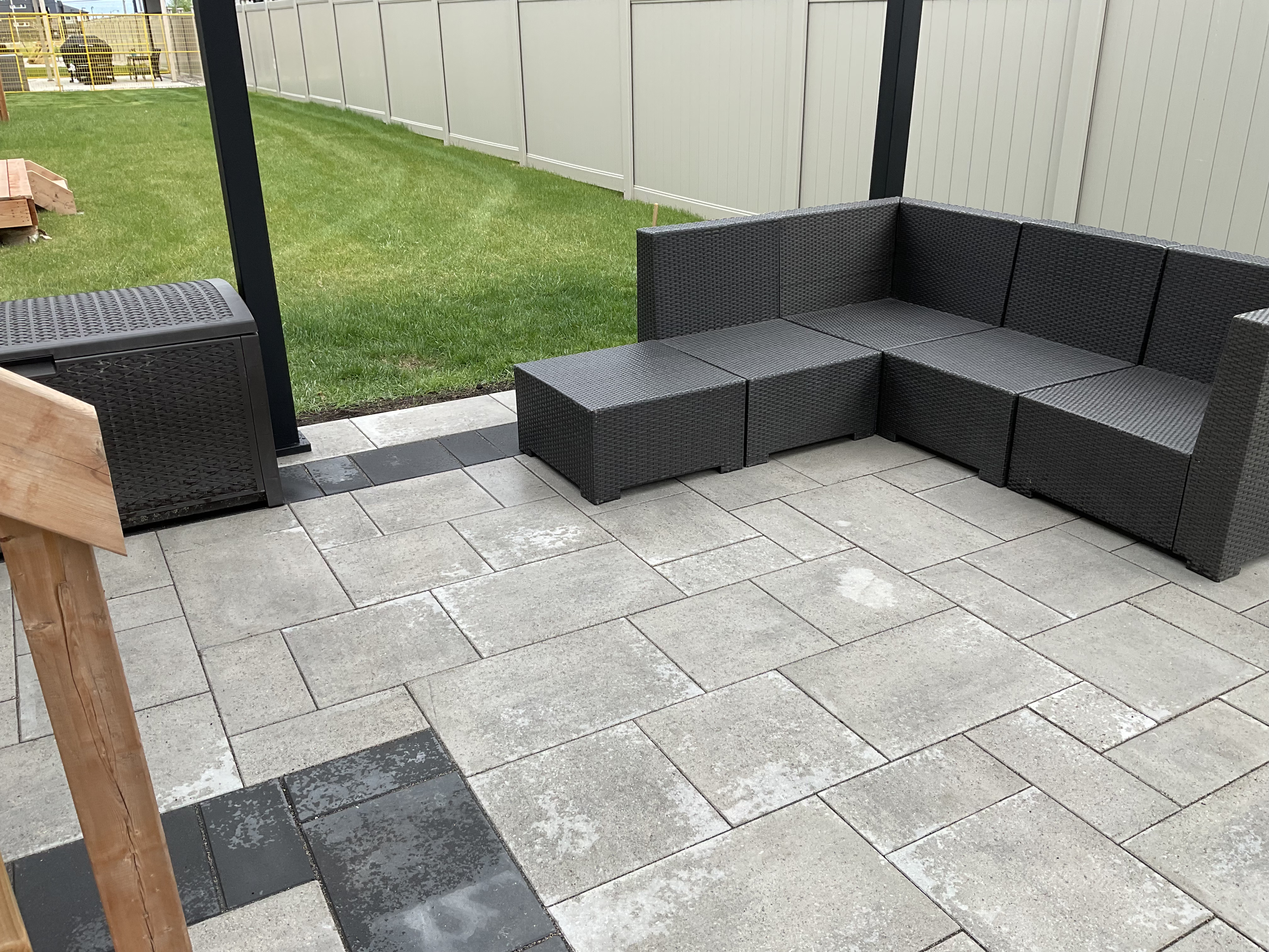 Covered outdoor patio interlock